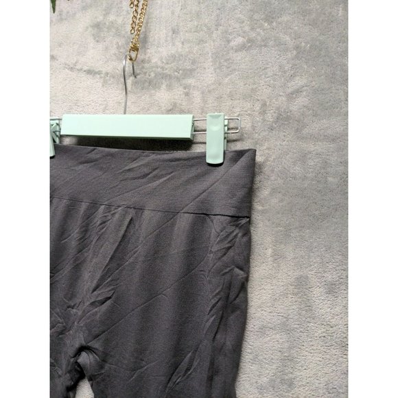 🍑121 Women Leggings Casual Activewear Yoga Mid Rise Solid Metallic Gray SIZE XL - Picture 3 of 8